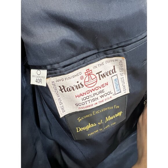 Harris Tweed Handwoven Vintage 40R Blazer Herringbone Scottish Wool Sport Jacket - Picture 3 of 11